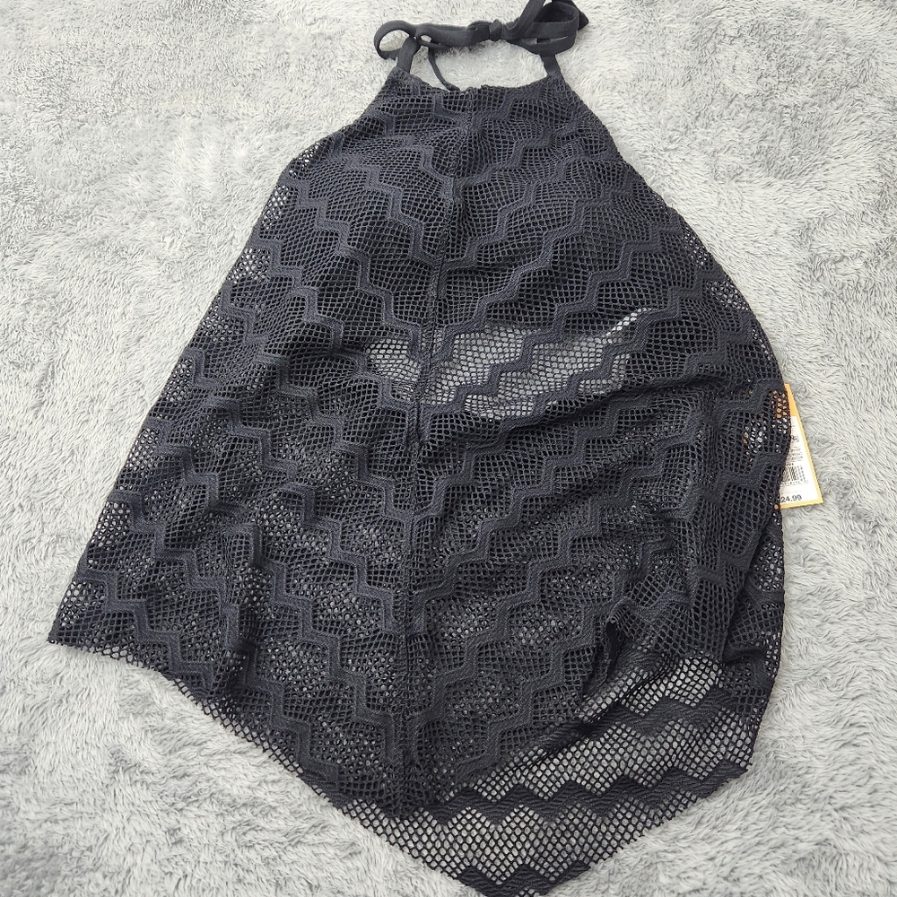 Black Mesh Halter Bikini Top